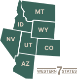 Map showing Arizona, Colorado, Idaho, Montana, Nevada, Utah, and Wyoming